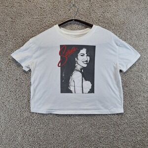 Selena T-Shirt Womens S White Graphic Crop Top Music Artist 2020 C-Life Group